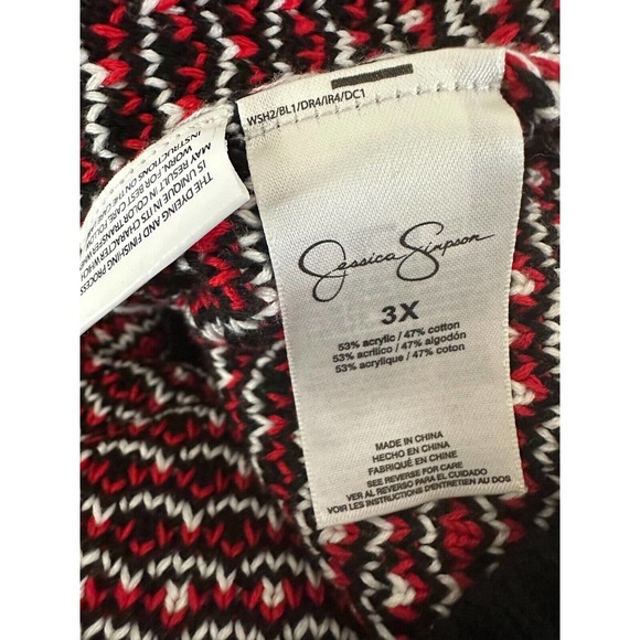 NWT Jessica Simpson Maria Plaid Cardigan Plus Size 3X Thick Knit Blk Red Button - Picture 4 of 8
